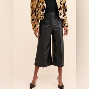 Ripley Rader Vegan Leather Culottes Cropped Wide Leg Black